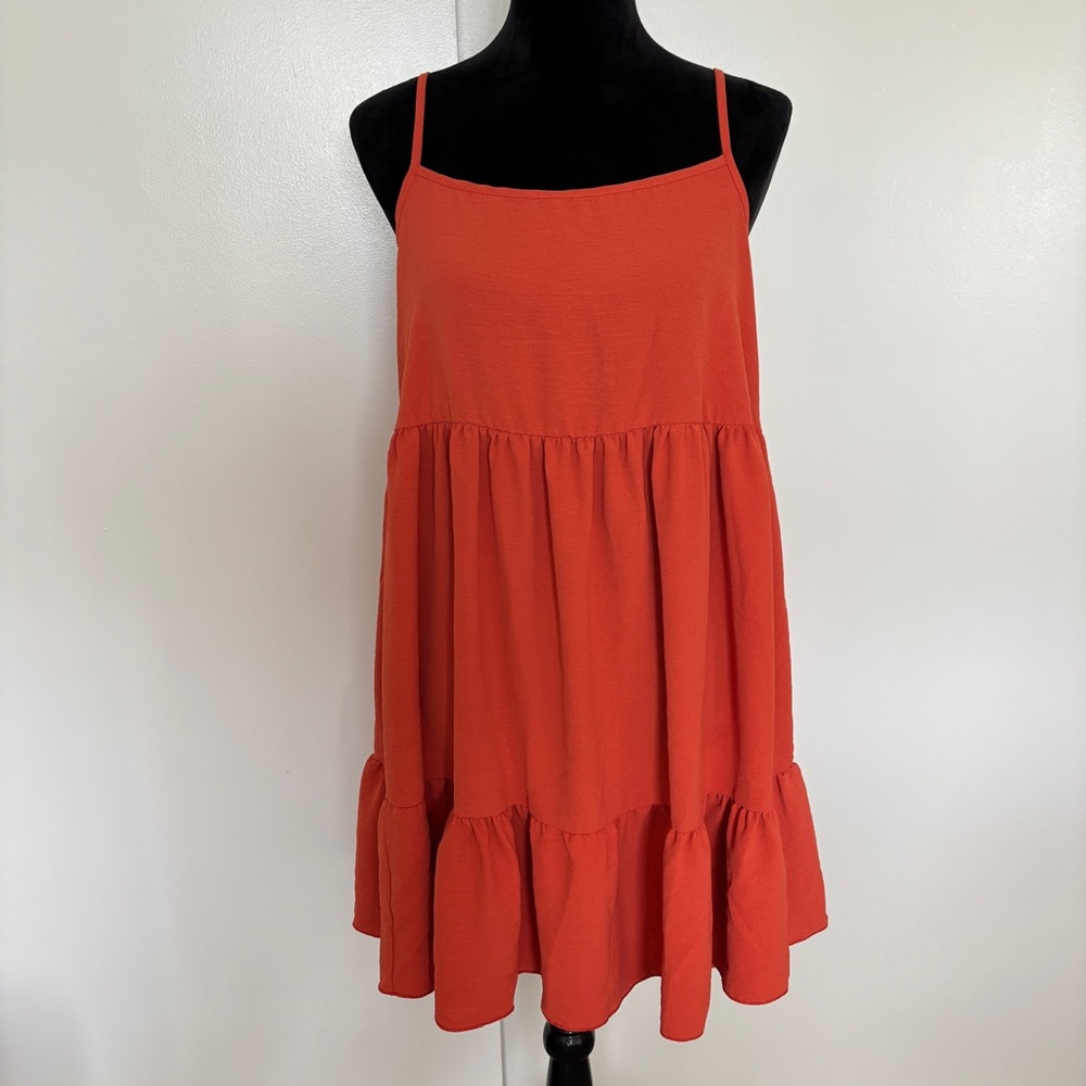 Ces Femme Orange Sleeveless Tiered Dress Medium